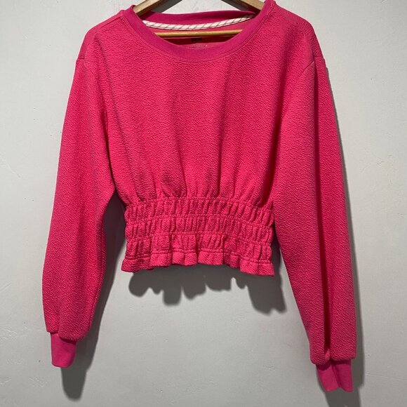 Anthropologie Maeve Pink Smocked Boat Neck Pullover - Picture 2 of 5